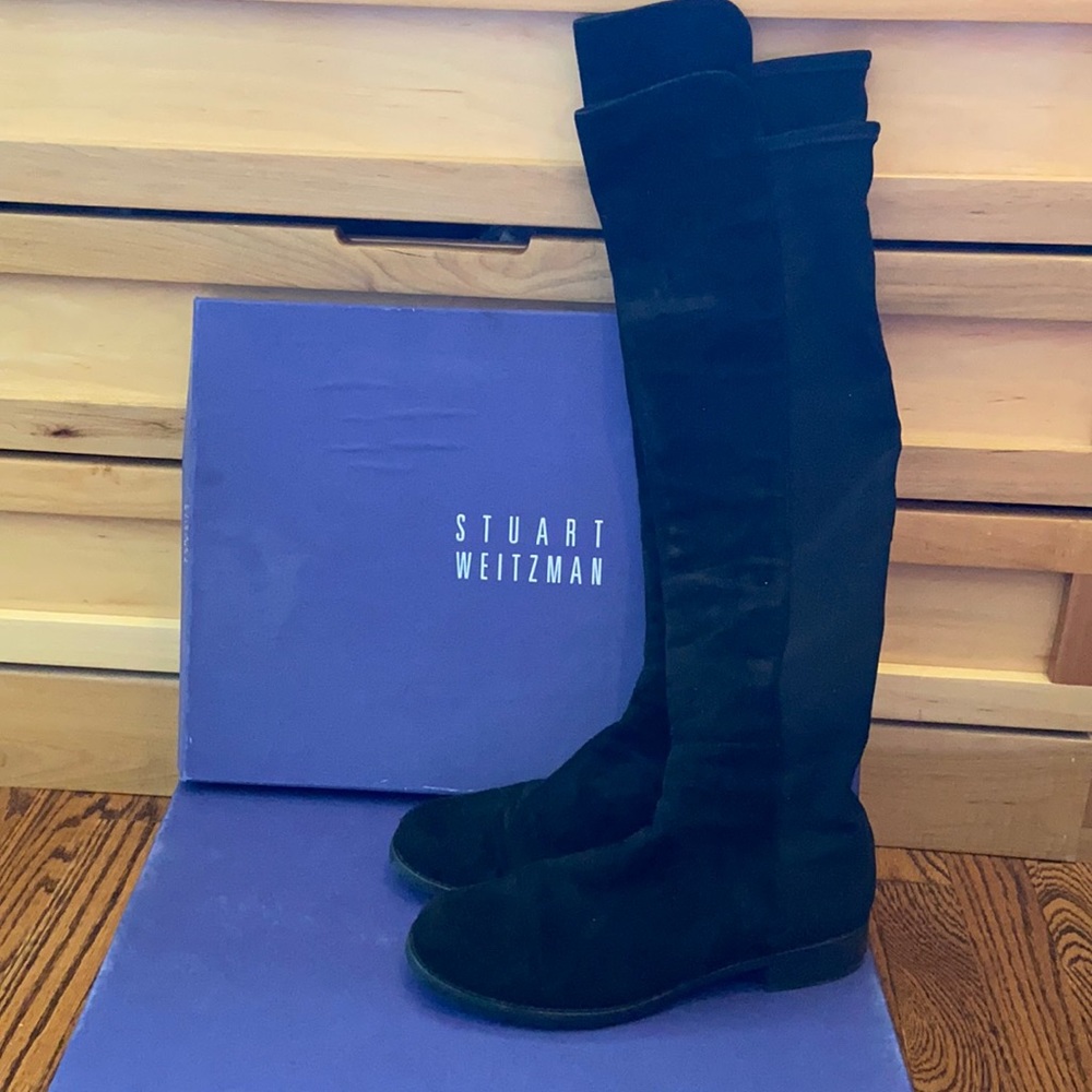 Stuart Weitzman Black Suede 50/50 Boots